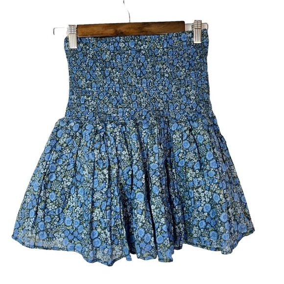 Gap Blue Floral Smocked Layered Mini Skirt XS - Picture 3 of 5